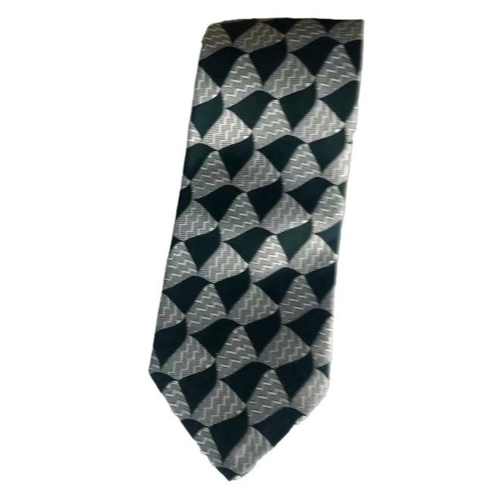 ROBERT TALBOTT Best of Class Men's Silk Necktie Designer Green and Grey  VTG